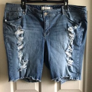 Torrid size 24 Distressed Denim Bermuda Shorts